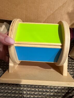 Wooden Spin Drum Learning Toy - Green & Blue